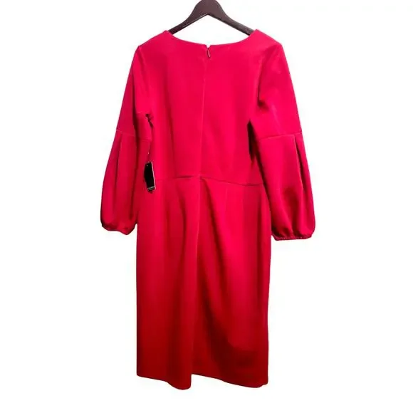 Eloquii Red V Neck Long Sleeve Dress NWT - Picture 2 of 5